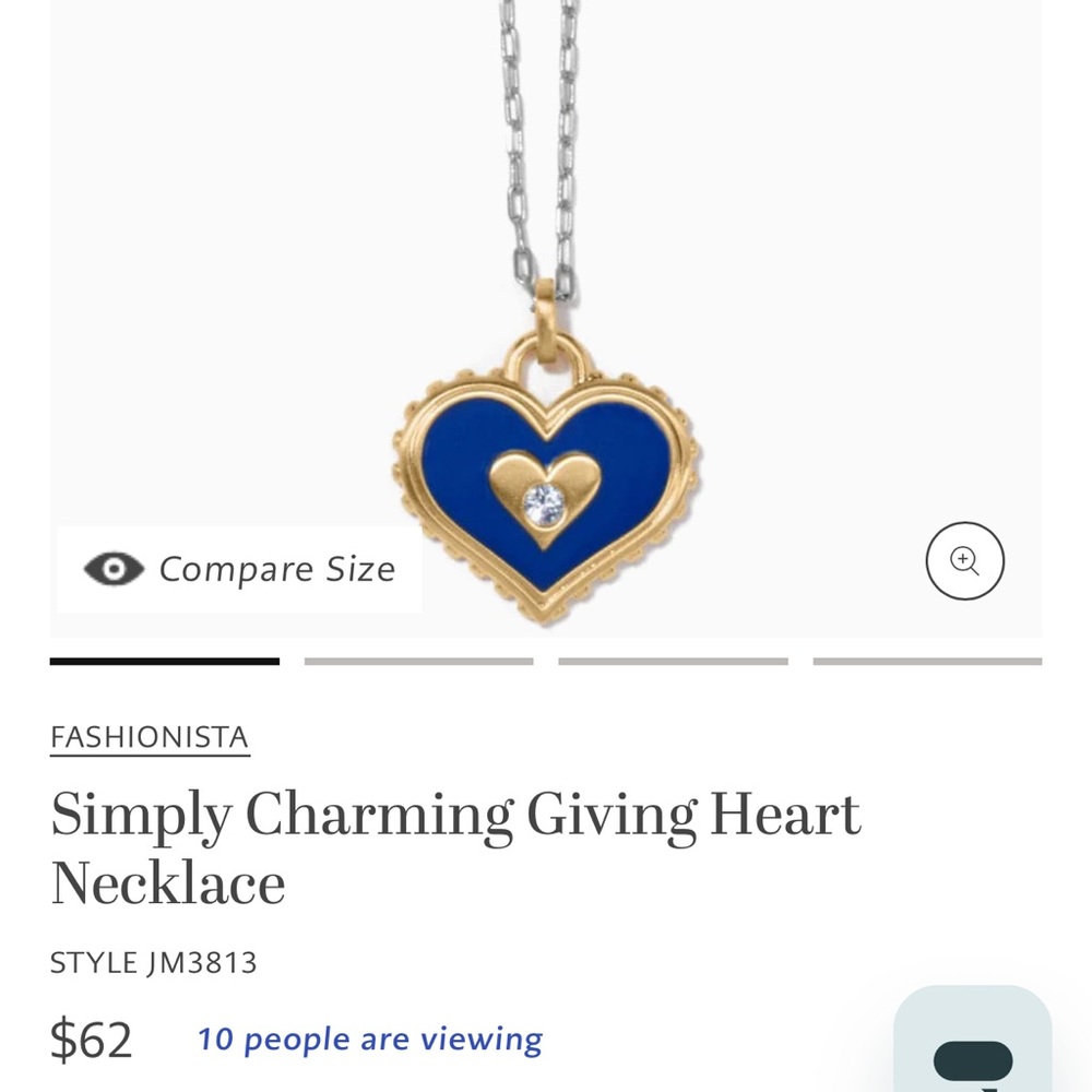 Blue and Gold  Brighton Heart Necklace.